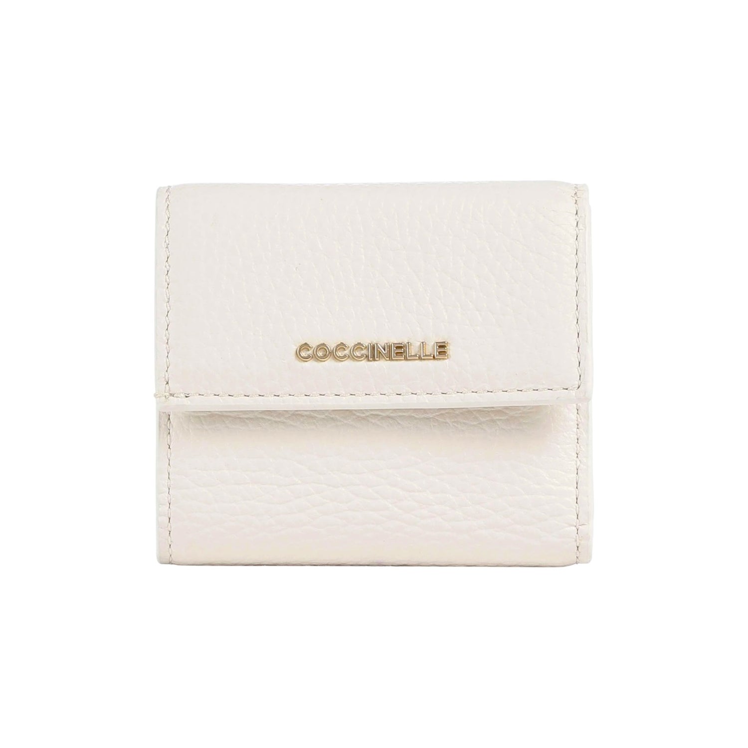 Coccinelle Portafoglio Piccolo Donna Metallic Soft in Pelle Perla