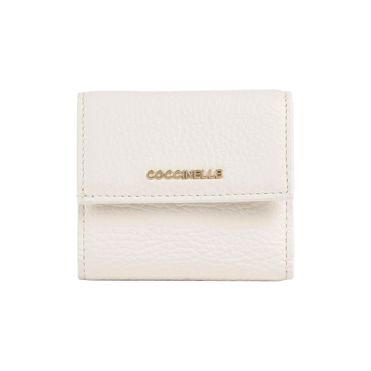 Coccinelle Portafoglio Piccolo Donna Metallic Soft in Pelle Perla