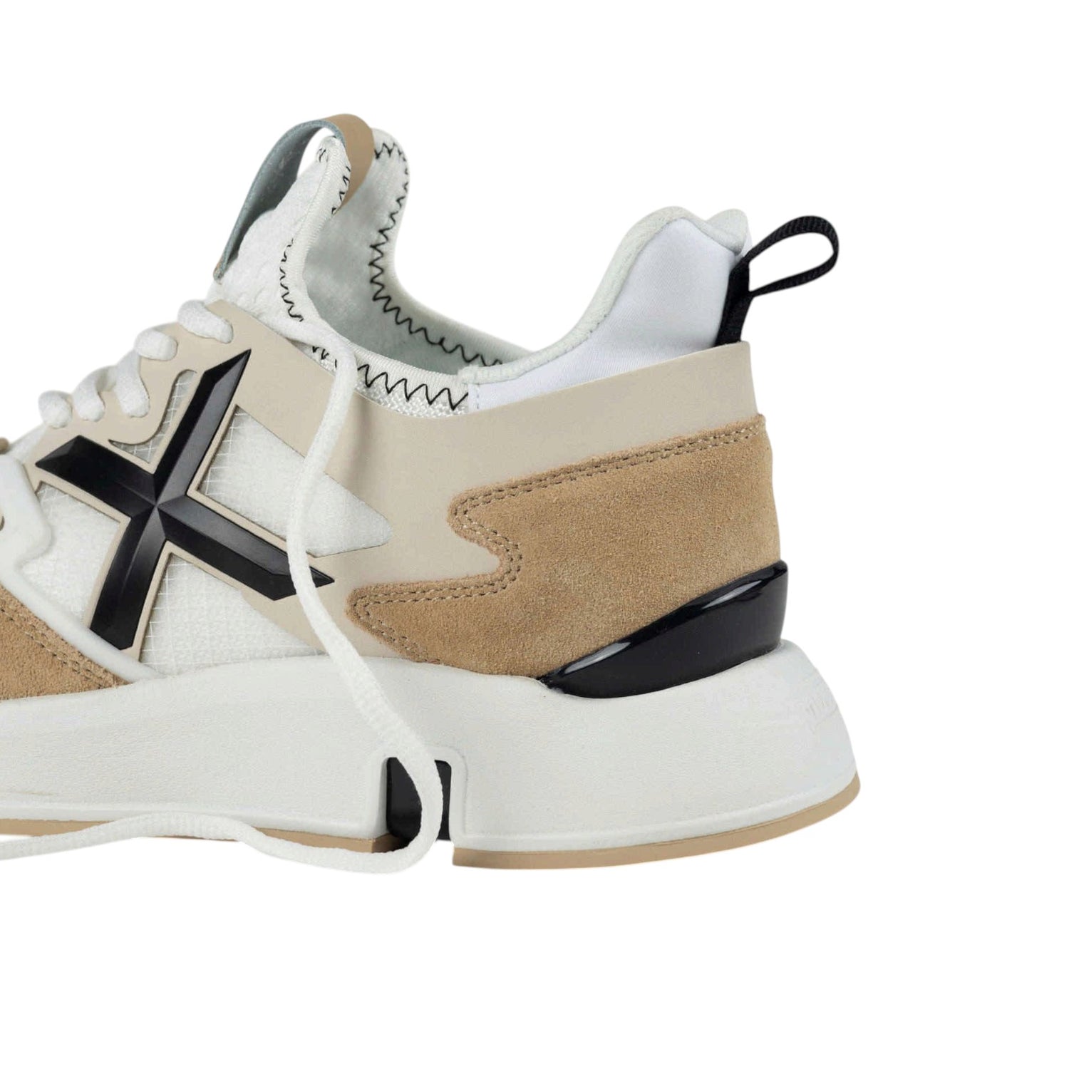 Munich Clik Sneakers Uomo in Camoscio e Tessuto Bianco Sabbia