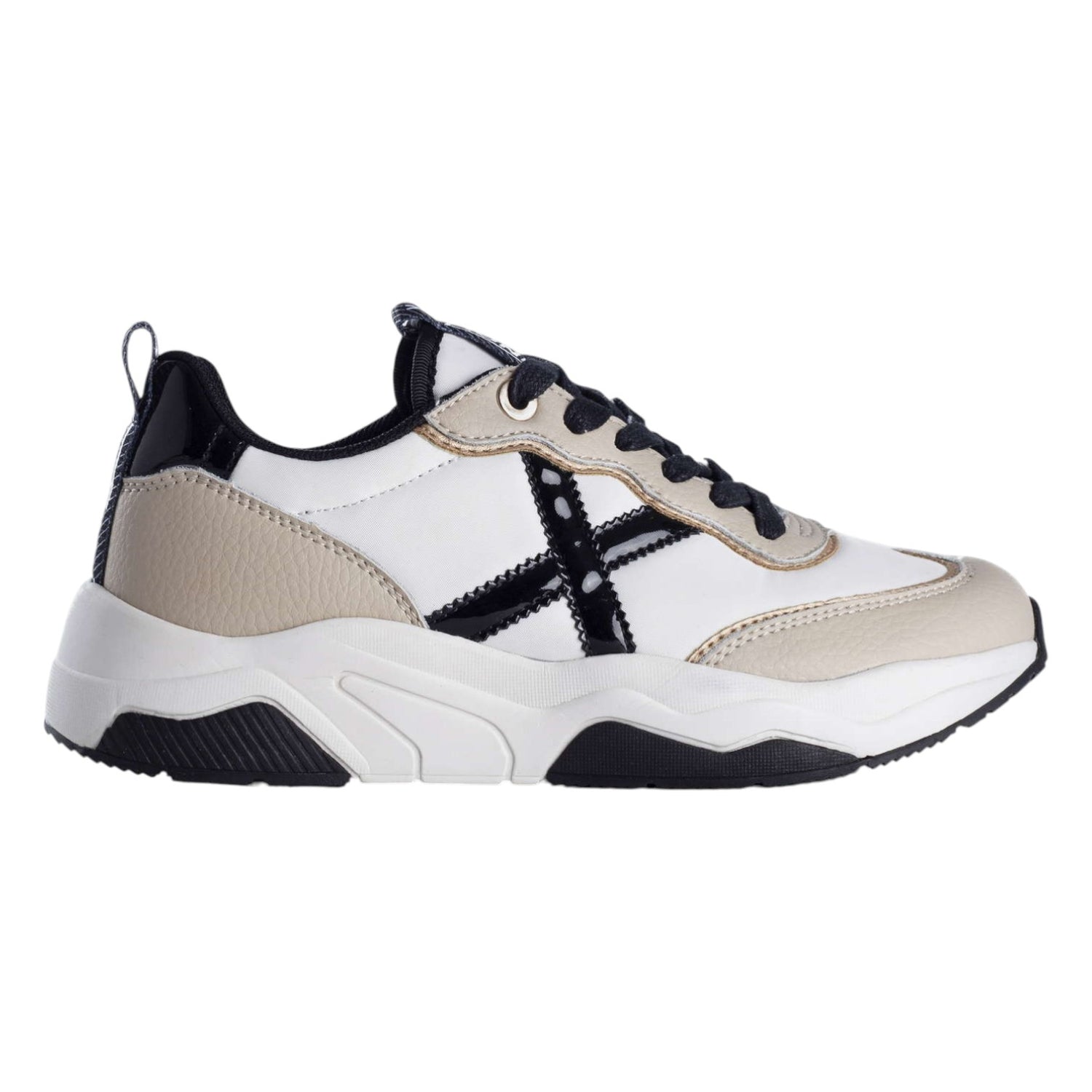 Munich Wave Sneakers Donna in Pelle Beige Nero