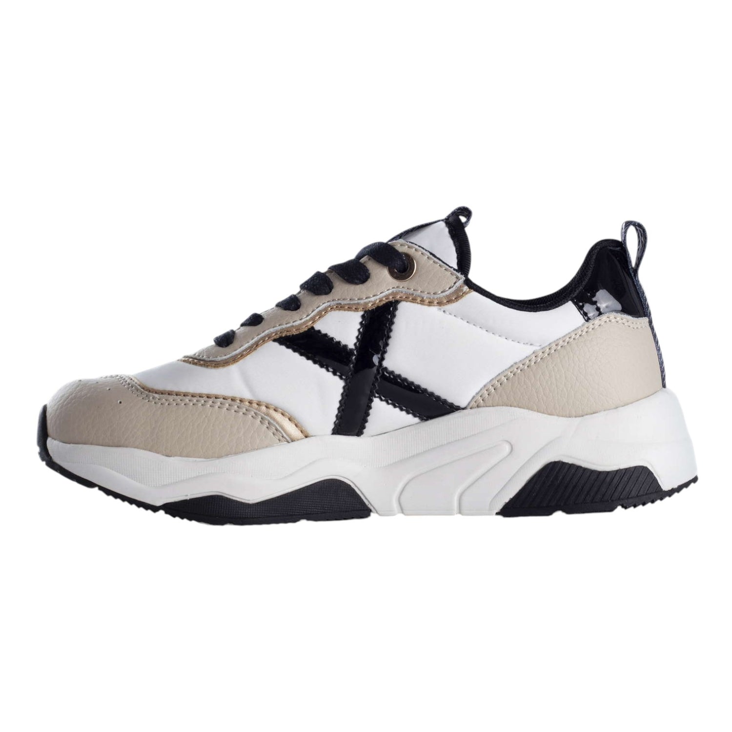 Munich Wave Sneakers Donna in Pelle Beige Nero