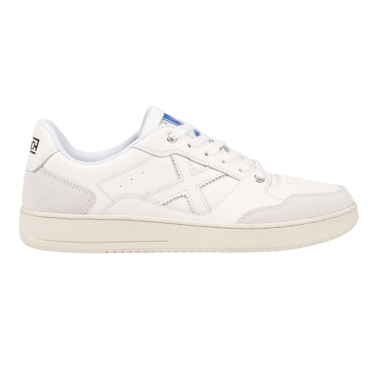 Munich Legit Man Sneakers Uomo in Pelle e Camoscio Bianca con Dettaglio Azzurro