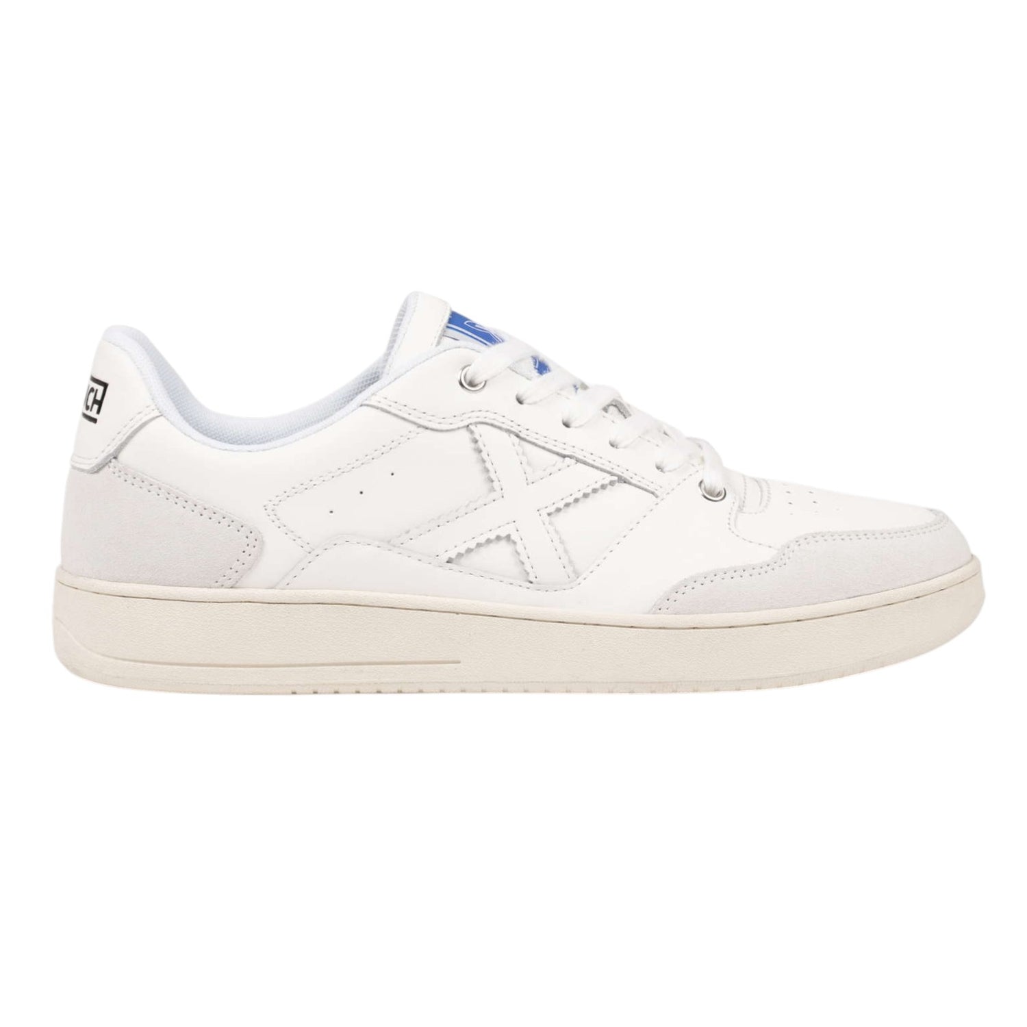 Munich Legit Man Sneakers Uomo in Pelle e Camoscio Bianca con Dettaglio Azzurro