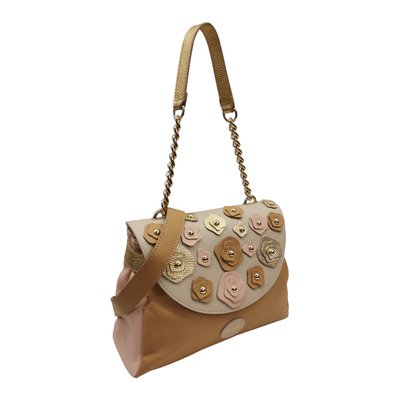 M Brc Borsa a Spalla Donna Linea Carla Avorio Multi e Tracolla e Fiori