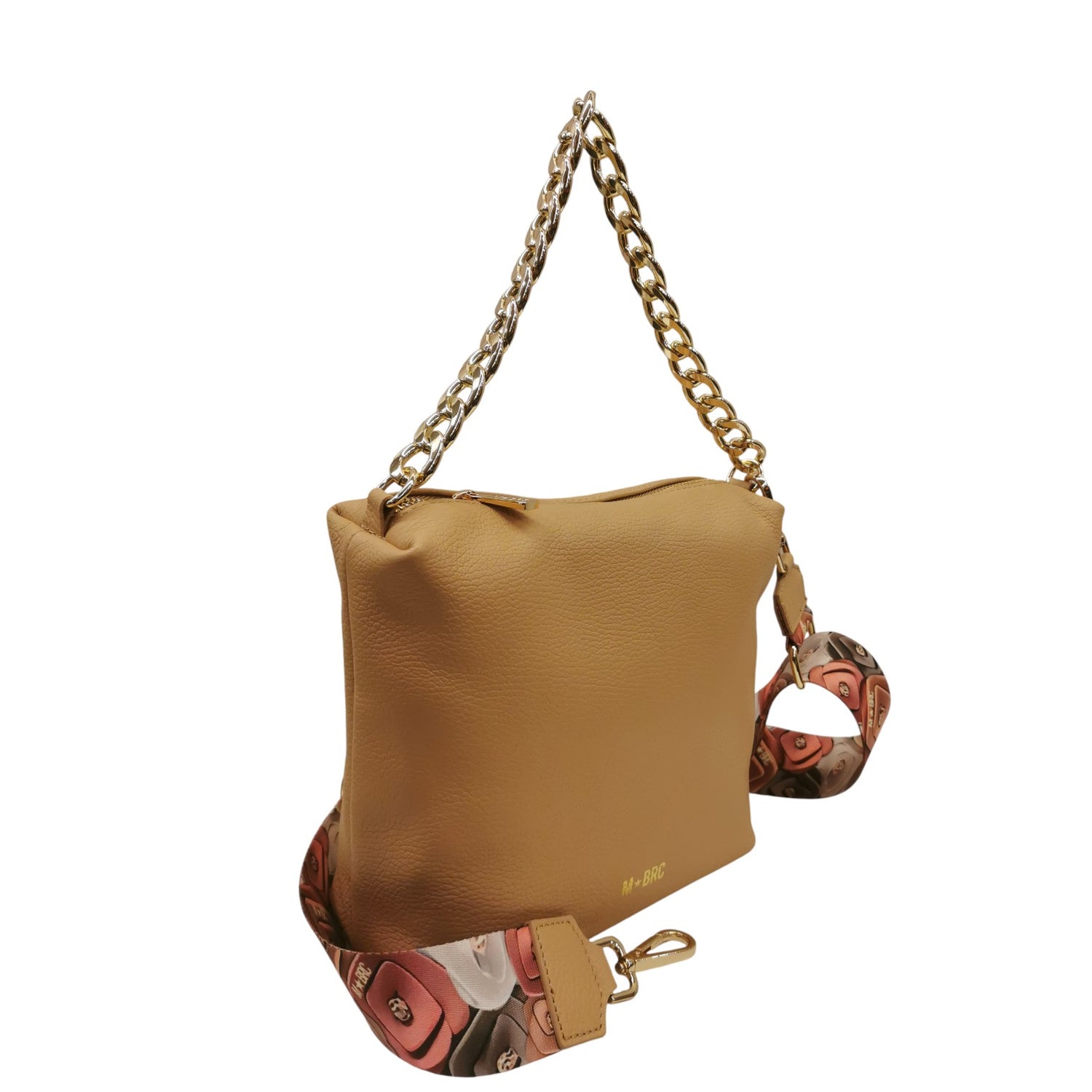 M Brc Borsa a Tracolla Donna Linea Obona in Pelle Cammello con Catena Oro