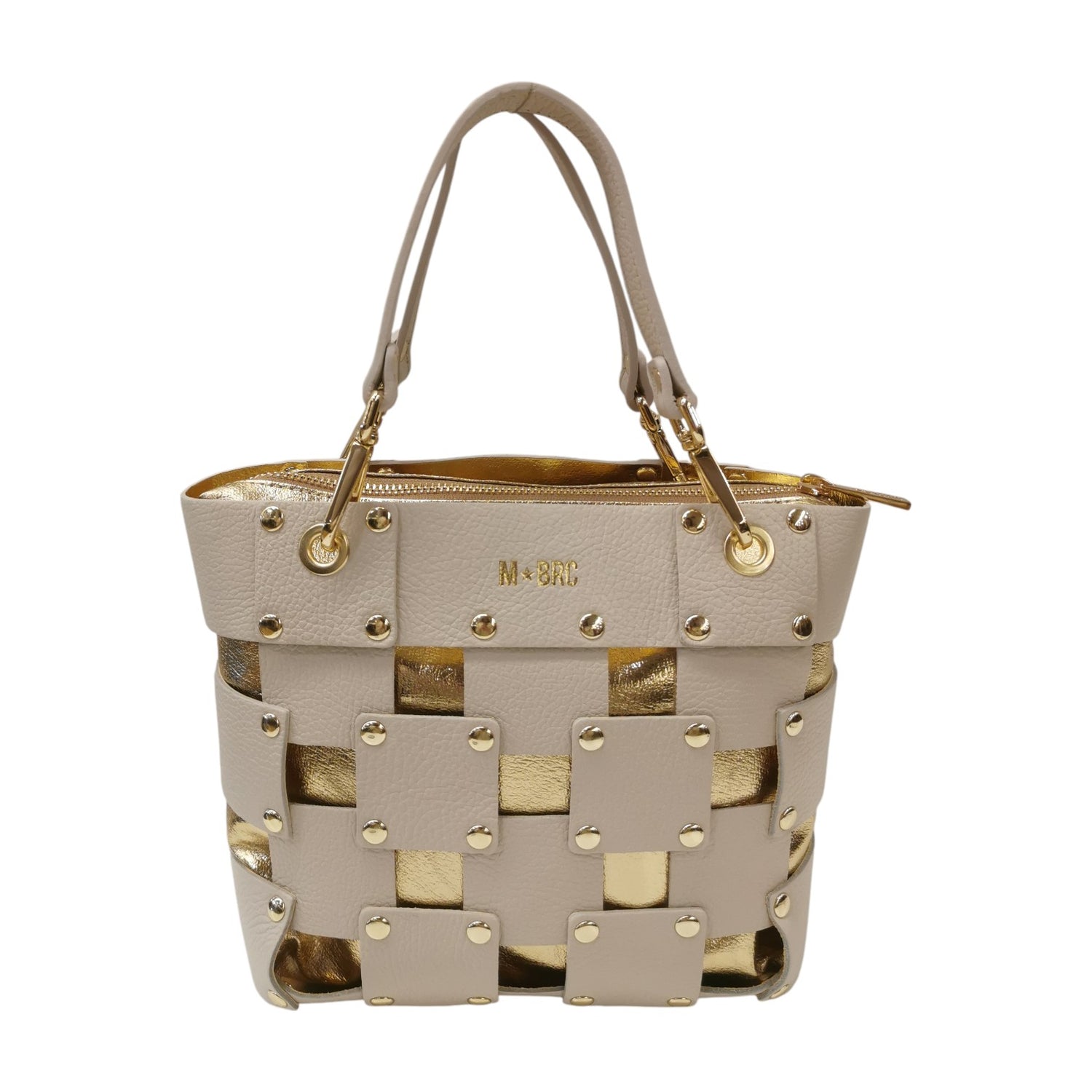 M Brc Borsa a Spalla Piccola Donna Linea Square in Pelle Avorio con Pochette