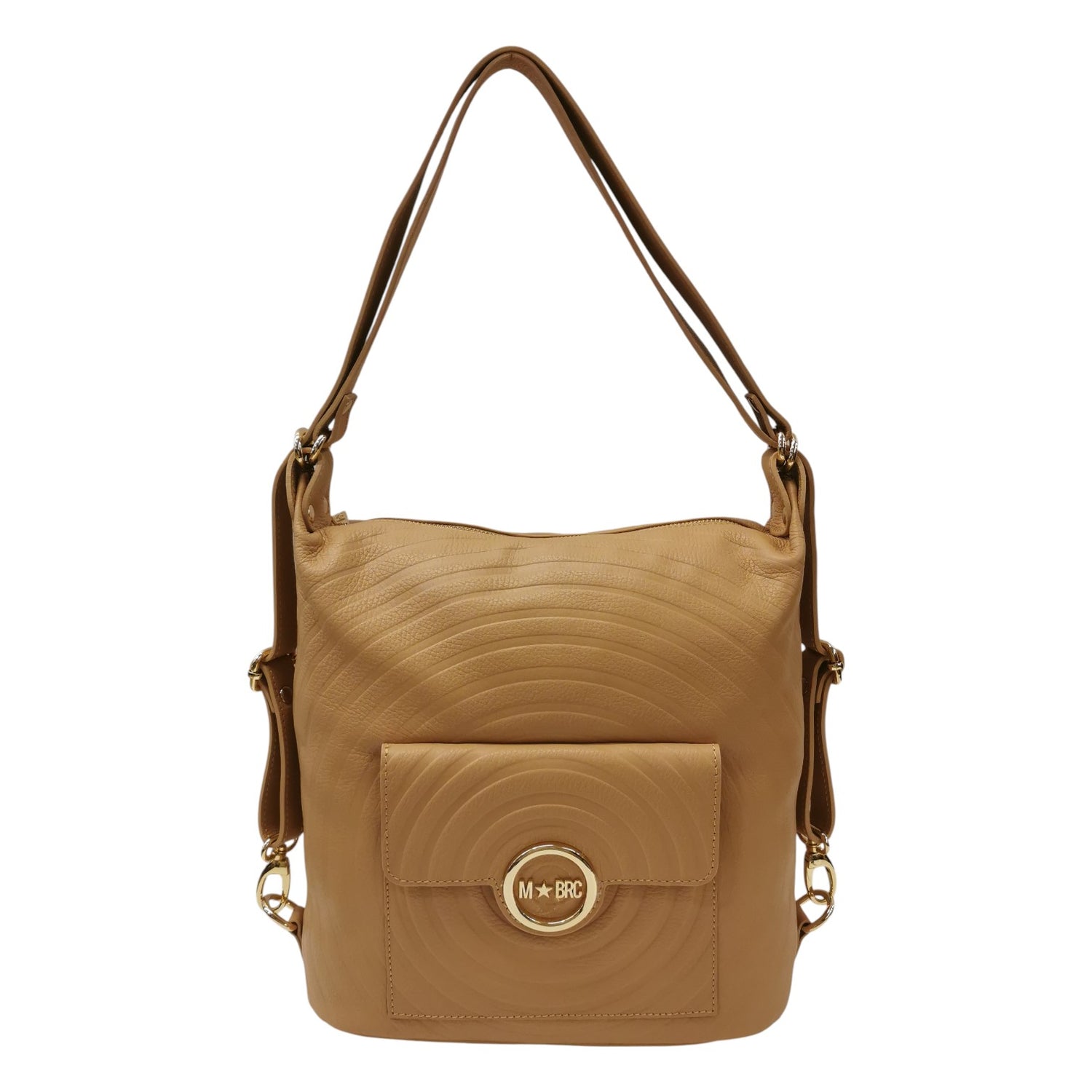 M Brc Borsa/Zaino Donna Linea Round in Pelle Cammello