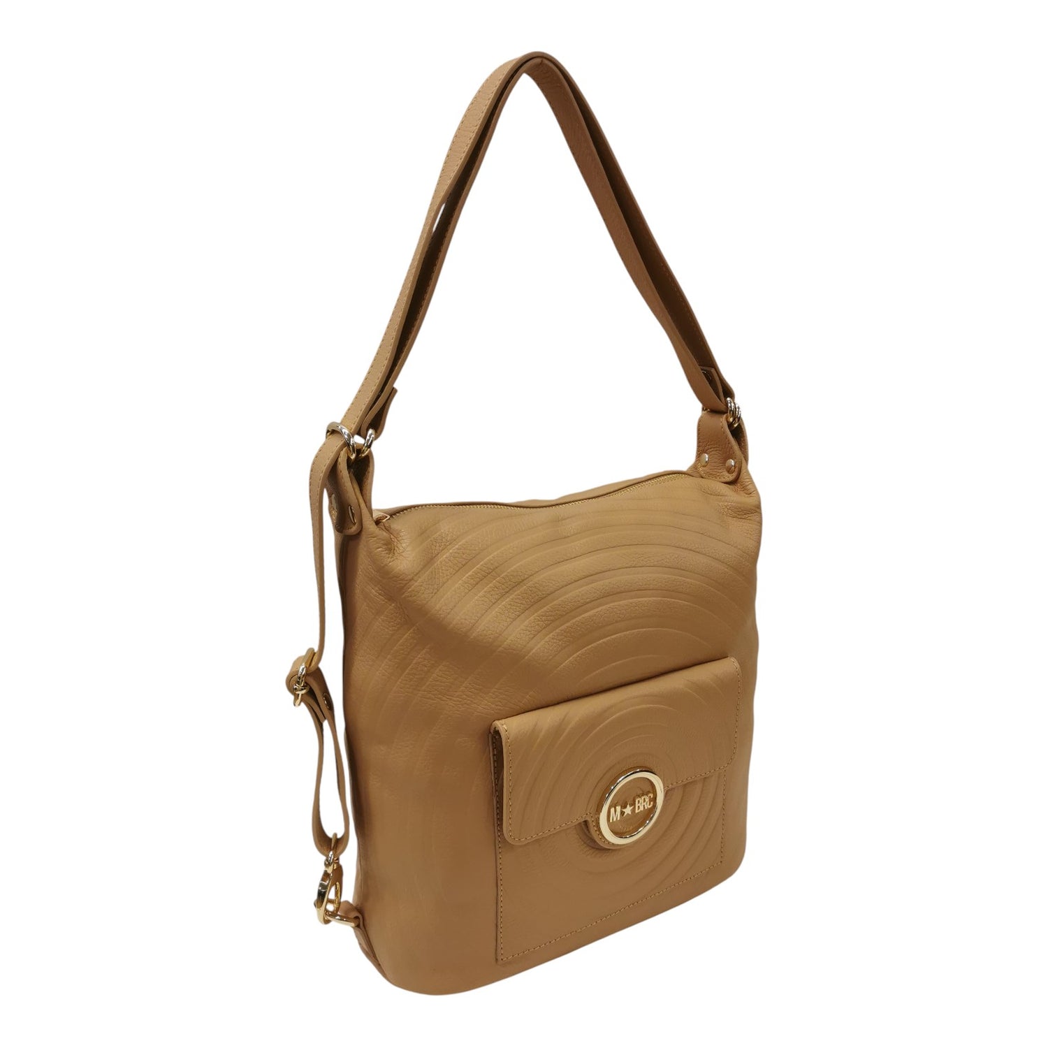 M Brc Borsa/Zaino Donna Linea Round in Pelle Cammello