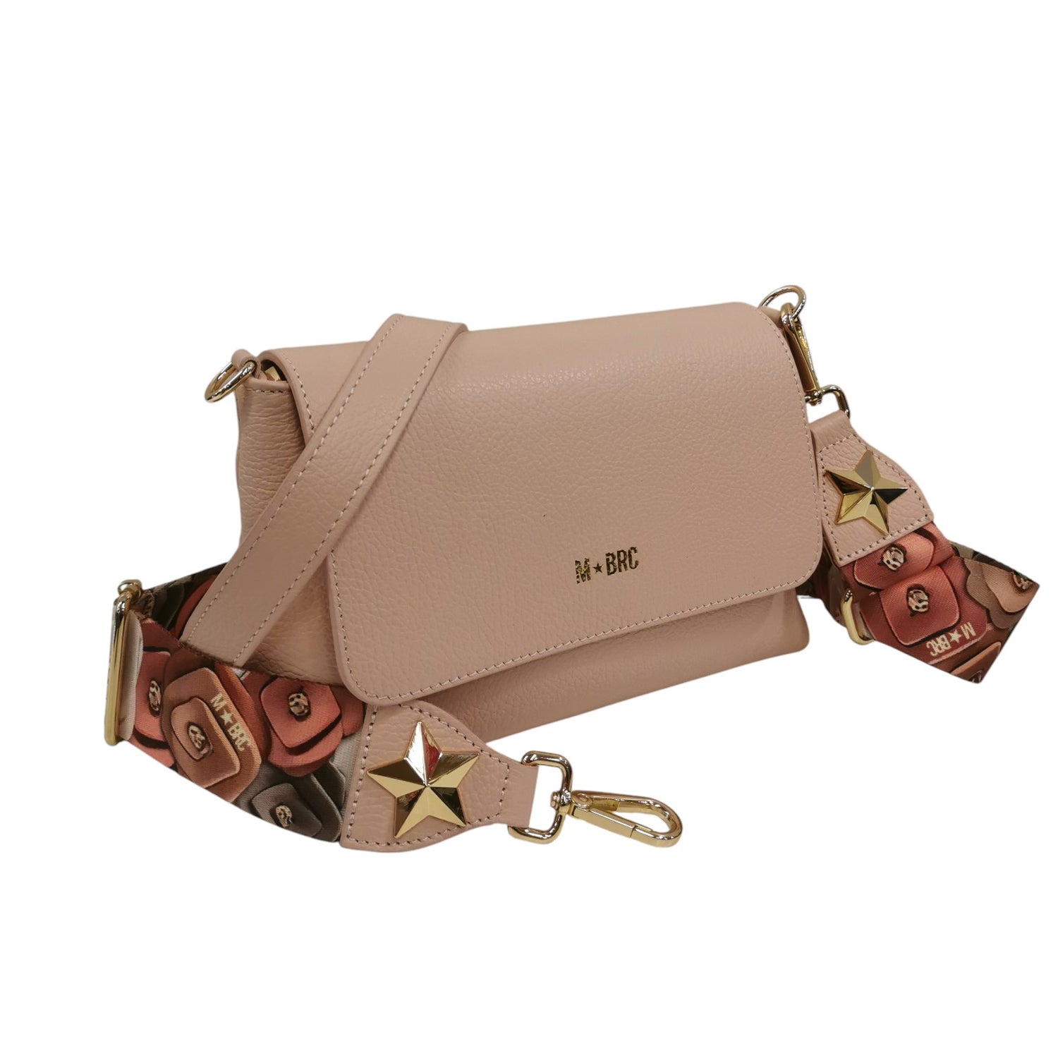 M Brc Borsa a Tracolla Donna Linea Obona in Pelle Martellata Cipria