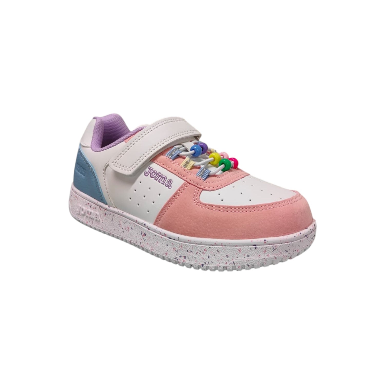 Joma Sneakers Bambina Bianca Rosa con Perline Colorate