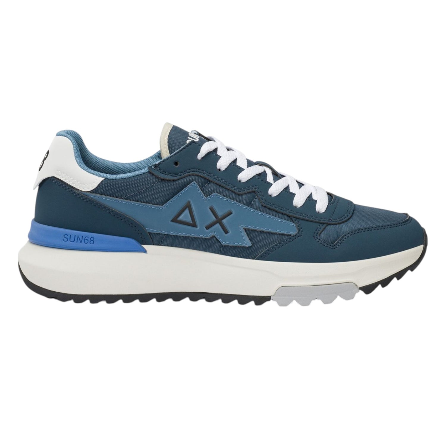 SUN68 Niki 2.0 Solid Sneakers Uomo in Ecopelle e Tessuto Blu
