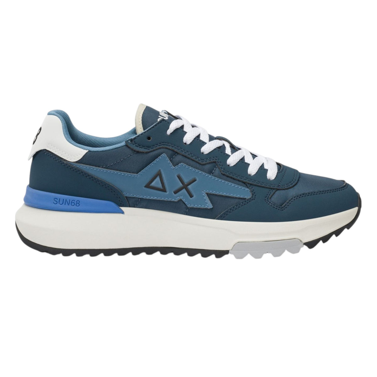 SUN68 Niki 2.0 Solid Sneakers Uomo in Ecopelle e Tessuto Blu
