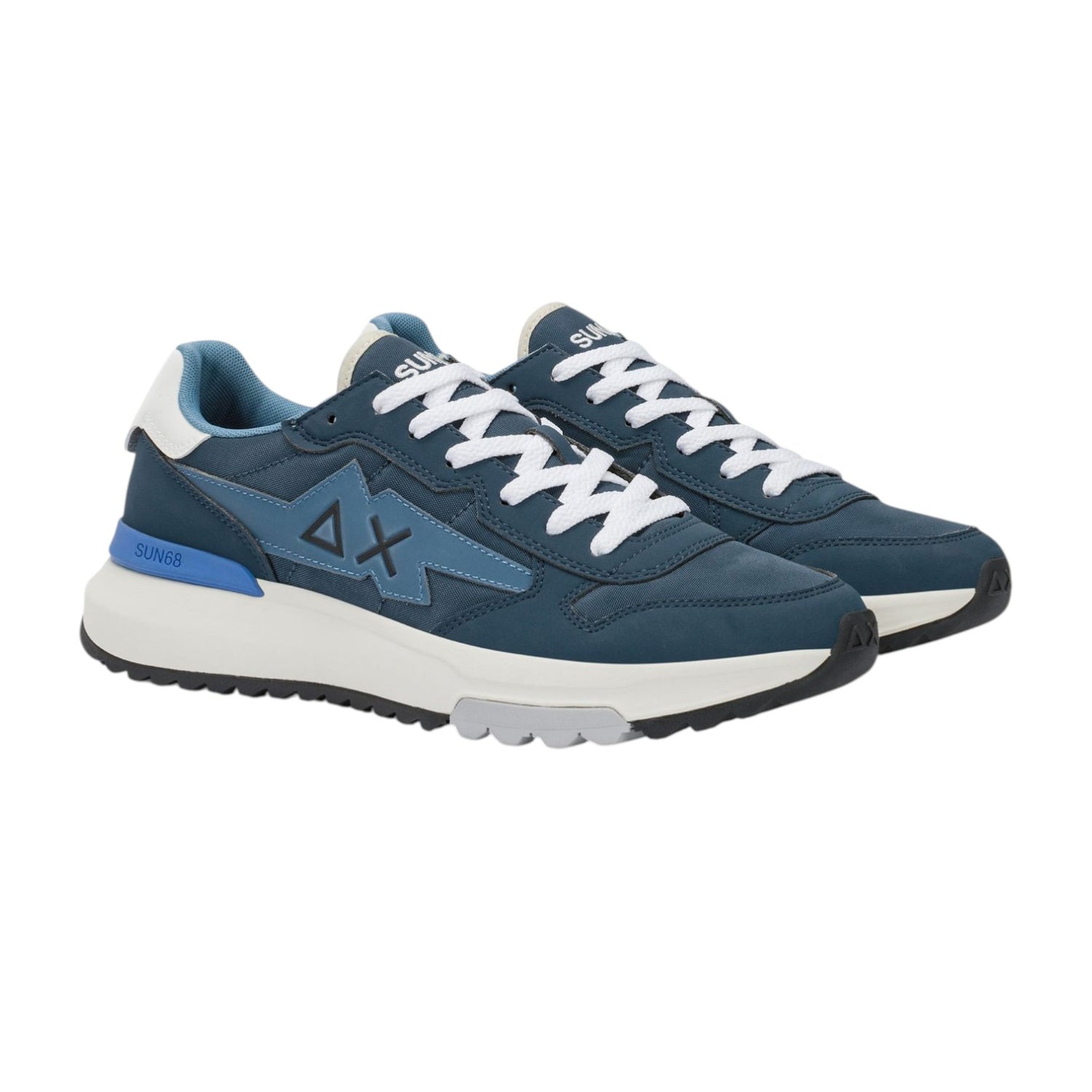 SUN68 Niki 2.0 Solid Sneakers Uomo in Ecopelle e Tessuto Blu