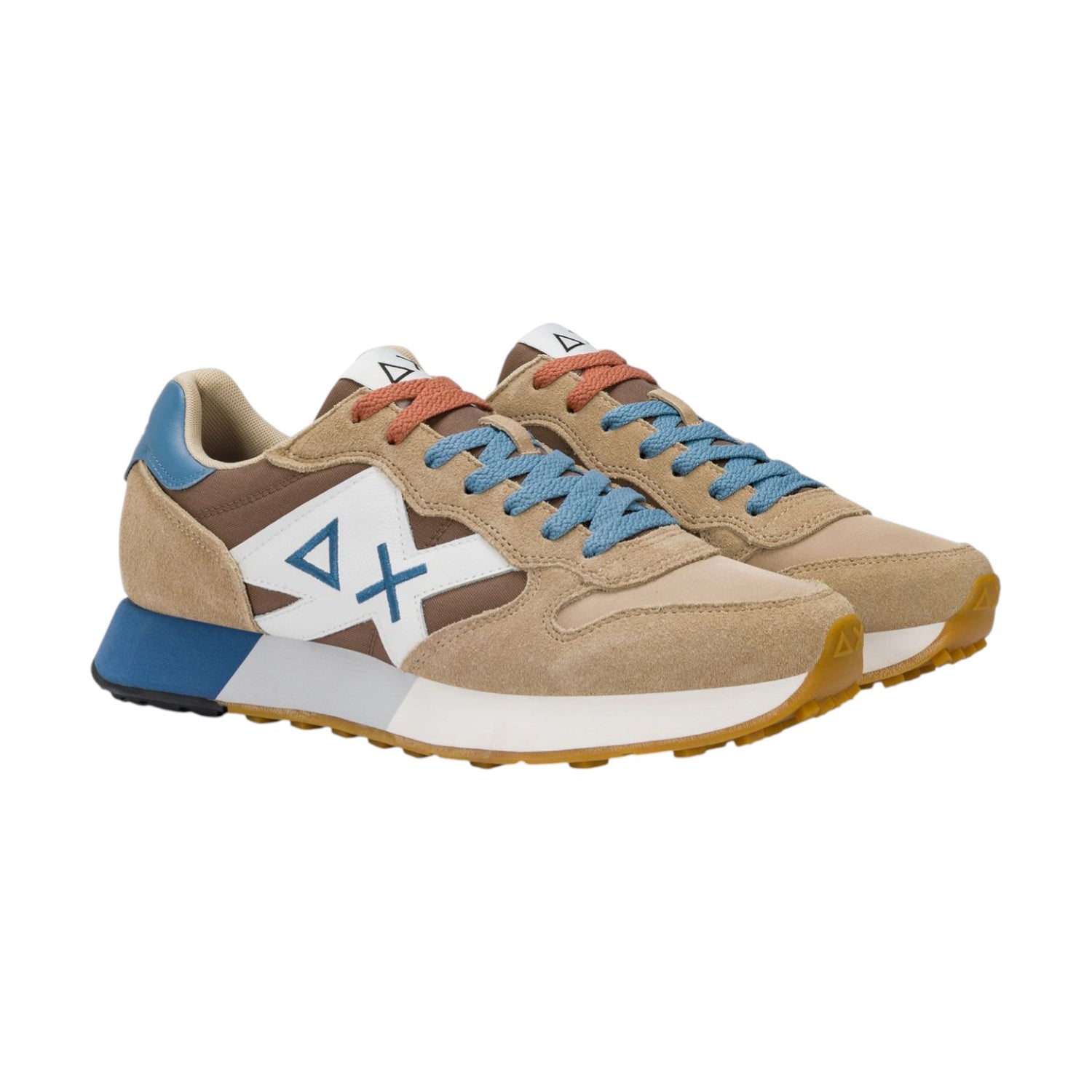 SUN68 Jaki 2.0 Bicolor Sneakers Uomo Beige Azzurro