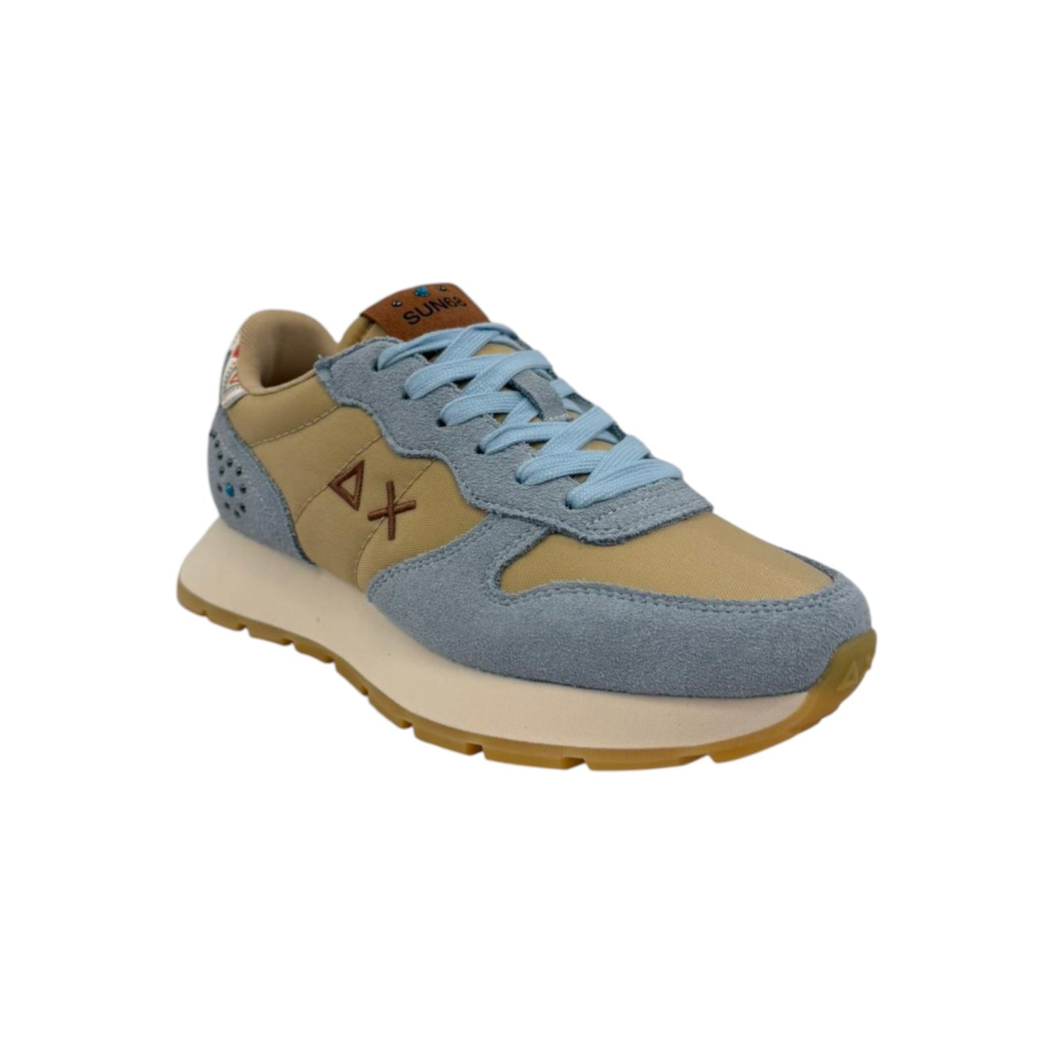 SUN68 Ally Studs Sneakers Donna Azzurra con Dettaglio Ricamato