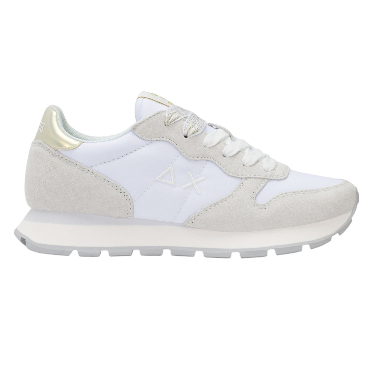 SUN68 Ally Gold Silver Sneakers Donna Bianca con Dettaglio Oro