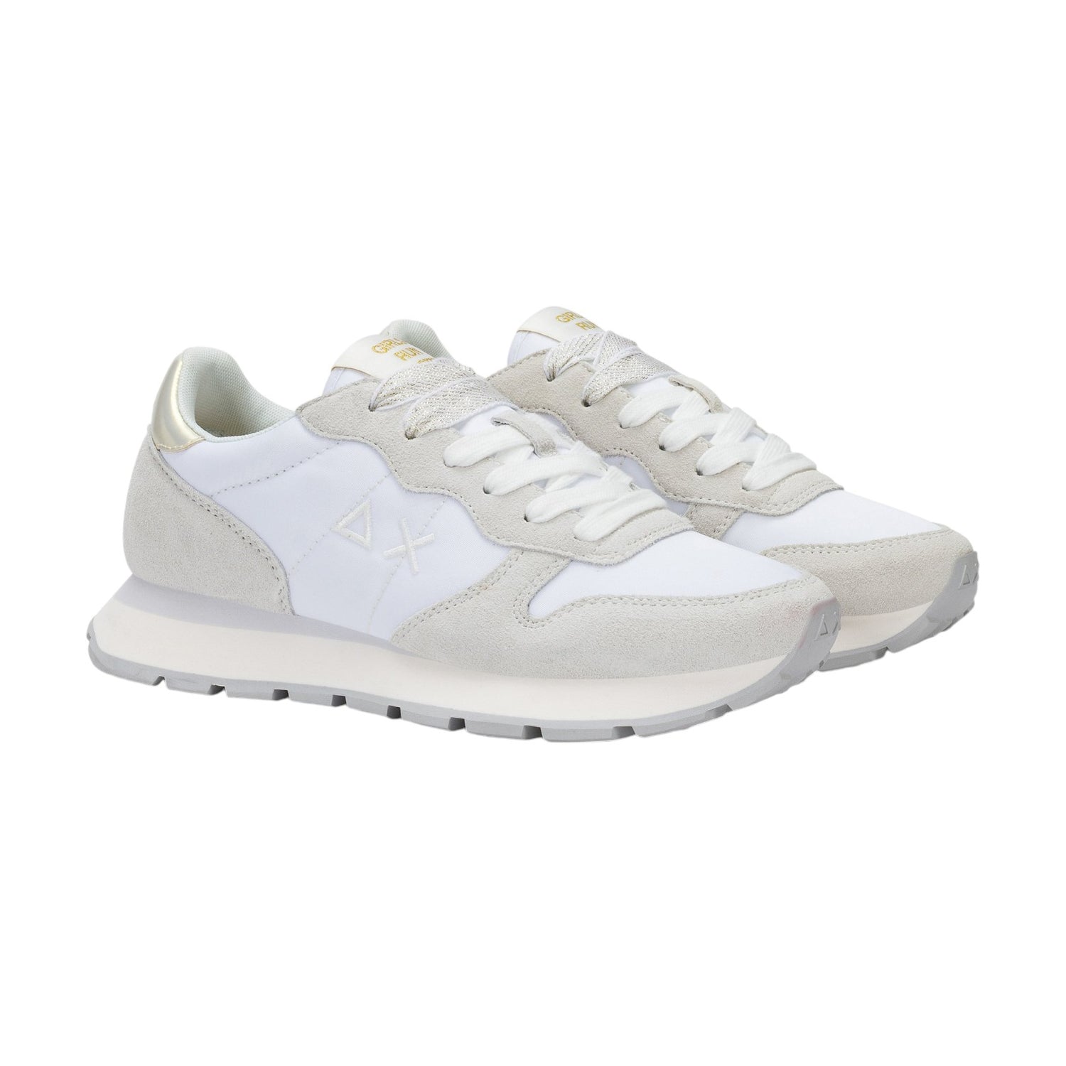 SUN68 Ally Gold Silver Sneakers Donna Bianca con Dettaglio Oro