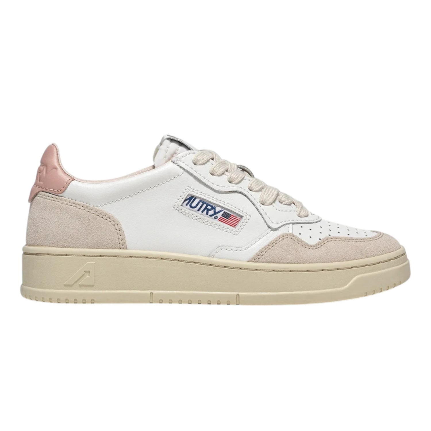Autry Aulw Sneakers Donna in Pelle Bianca Cipria