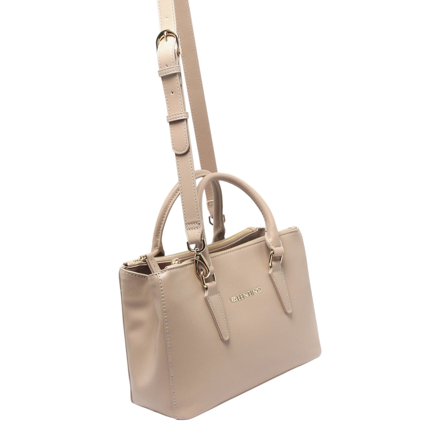 Mario Valentino Borsa a Mano Donna Zero Re Beige Saffiano con Doppia Tracolla
