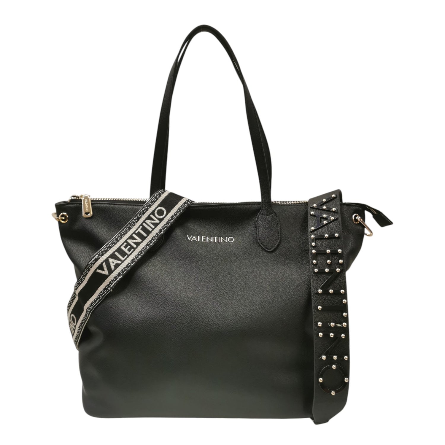 Mario Valentino Borsa a Spalla Donna Nera con Doppia Tracolla