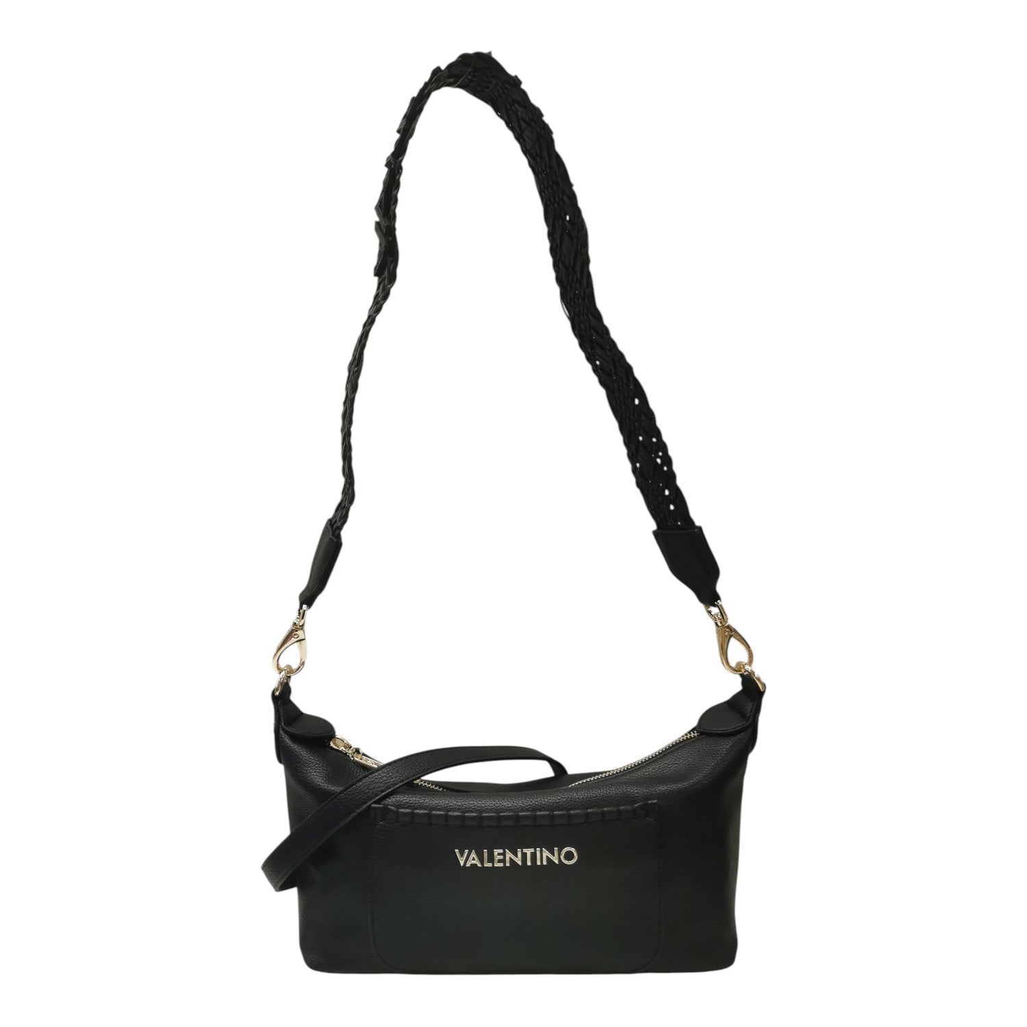 Mario Valentino Borsa a Tracolla Donna Nera con Manico Intrecciato