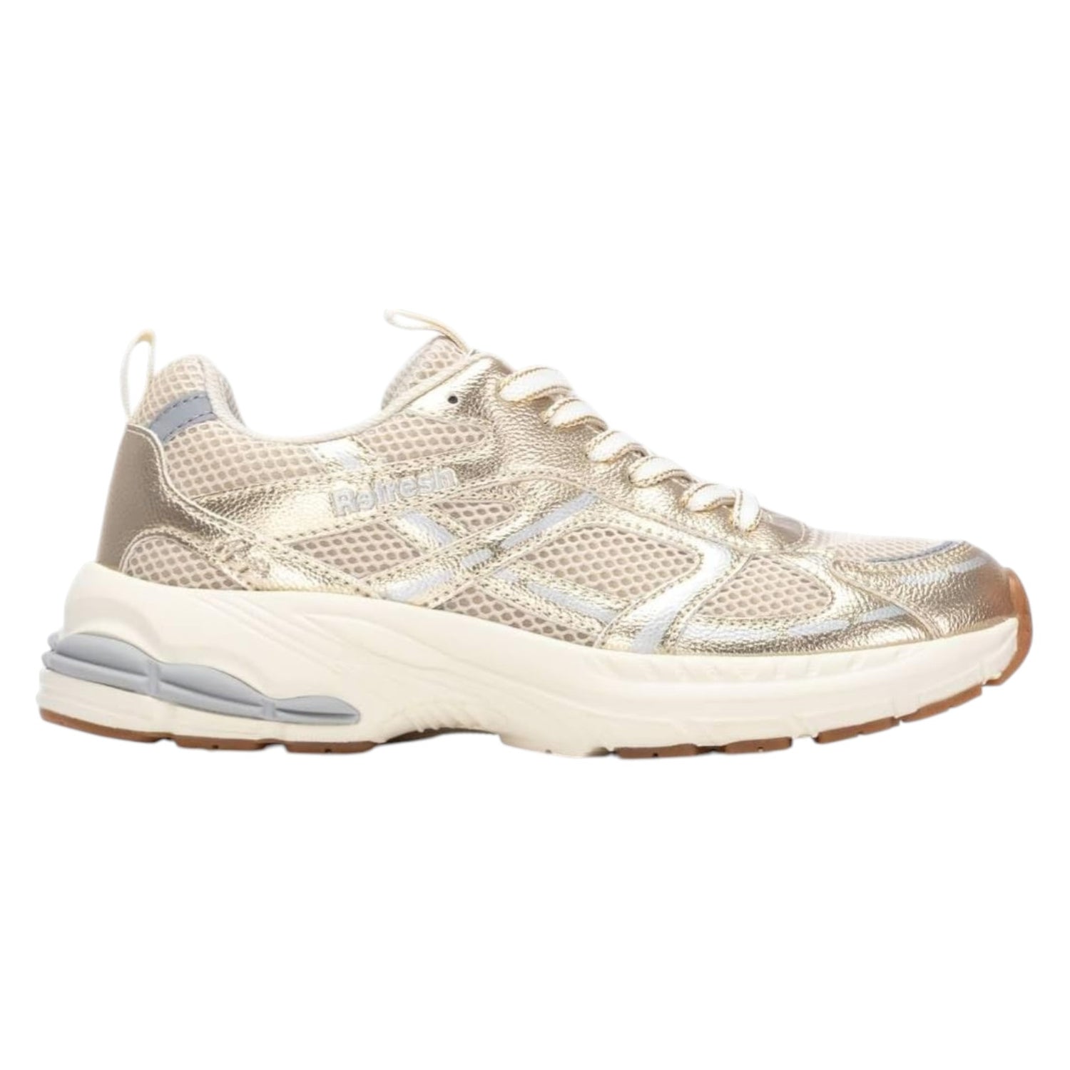 Refresh Sneakers Donna in Ecopelle e Tessuto Oro
