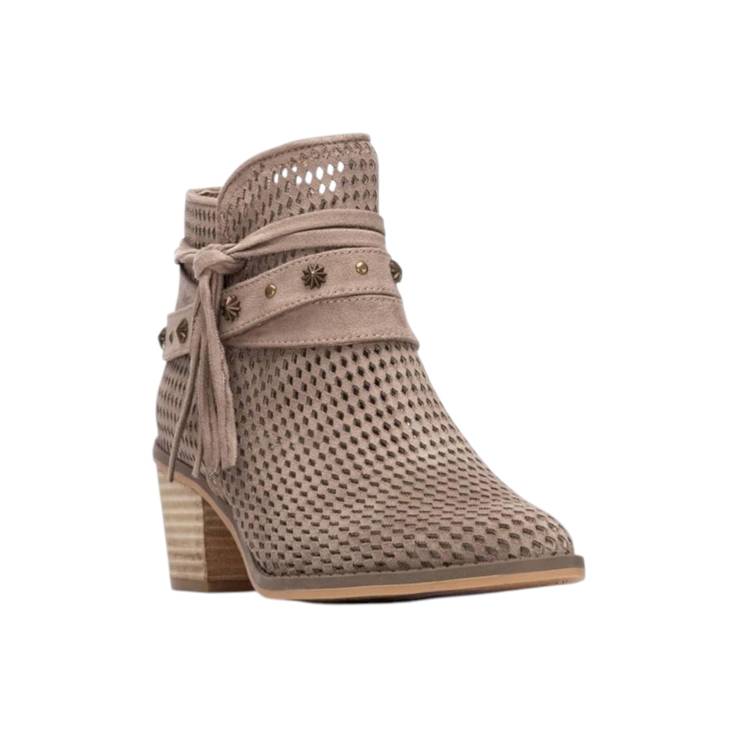 Refresh Camperos Donna in Camoscio Traforato Tortora con Laccetto e Tacco Largo Alto 60mm