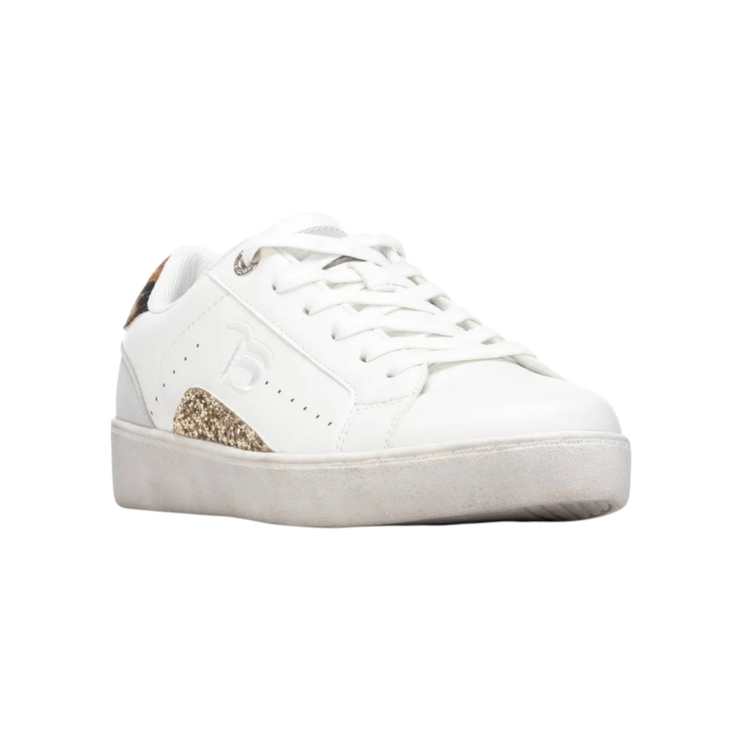 Teddy Smith Sneakers Donna in Ecopelle Bianca con Strass Oro