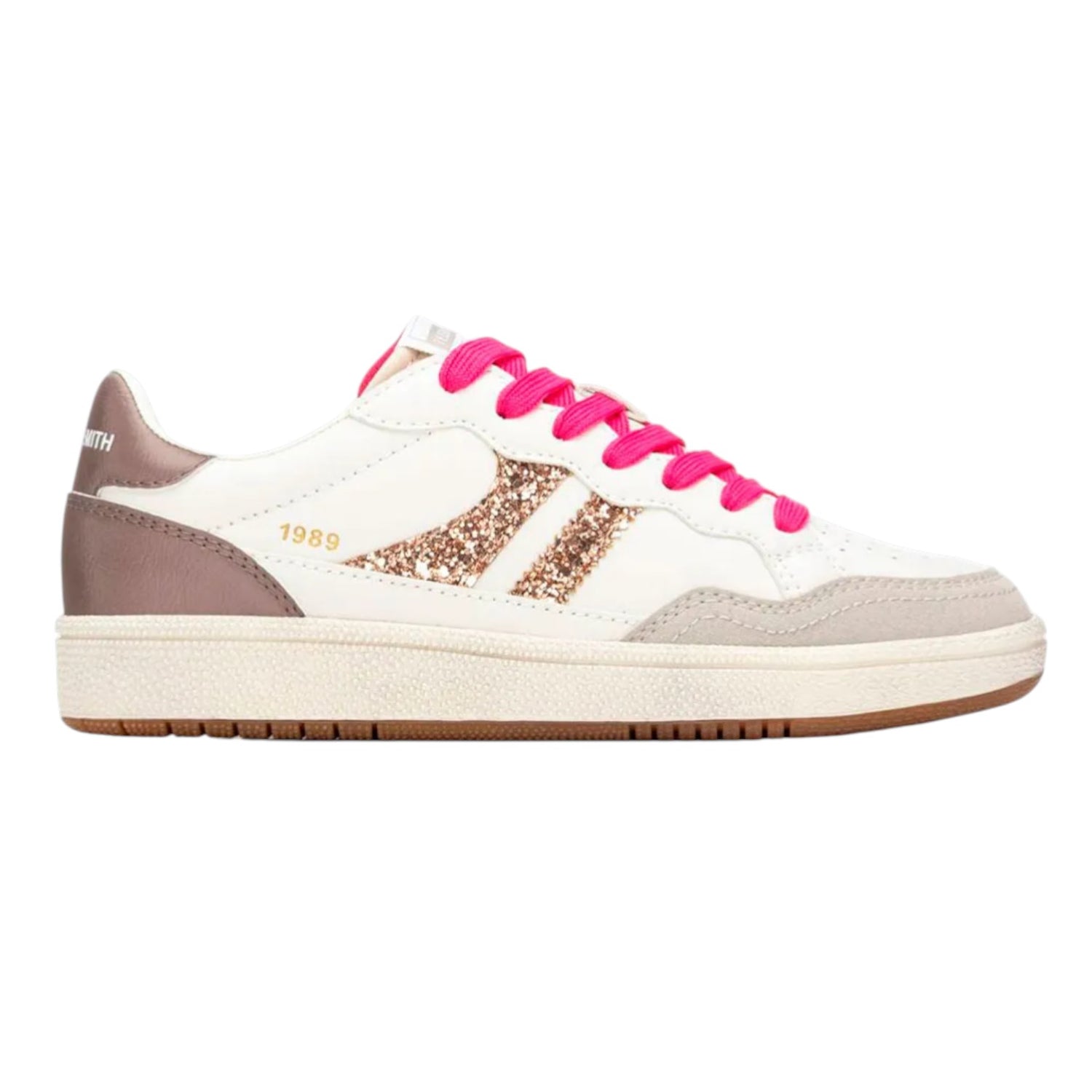Teddy Smith Sneakers Donna Nudo con Strass Oro e Lacci Fucsia