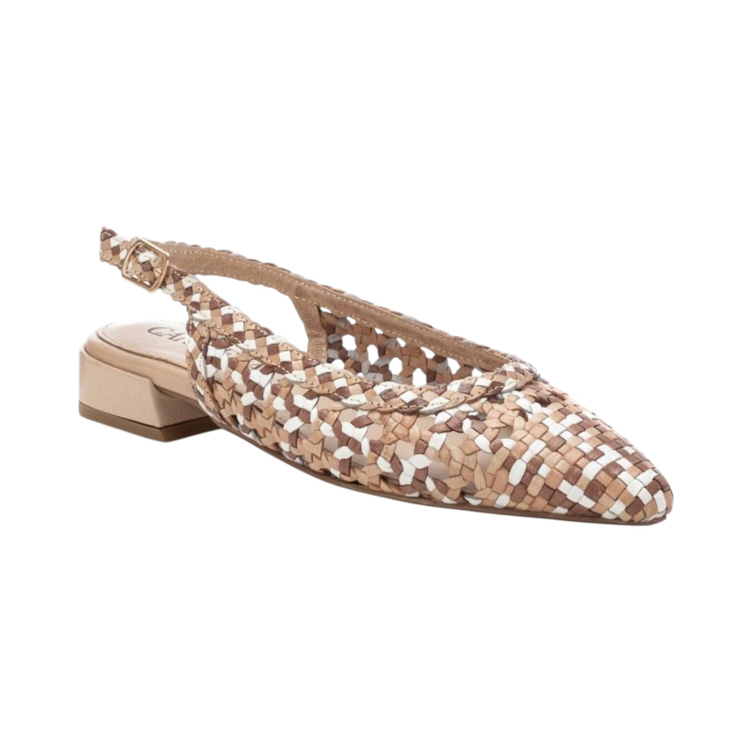 Carmela Chanelle Donna in Pelle Beige Intrecciata con Tacco Largo Alto 30mm