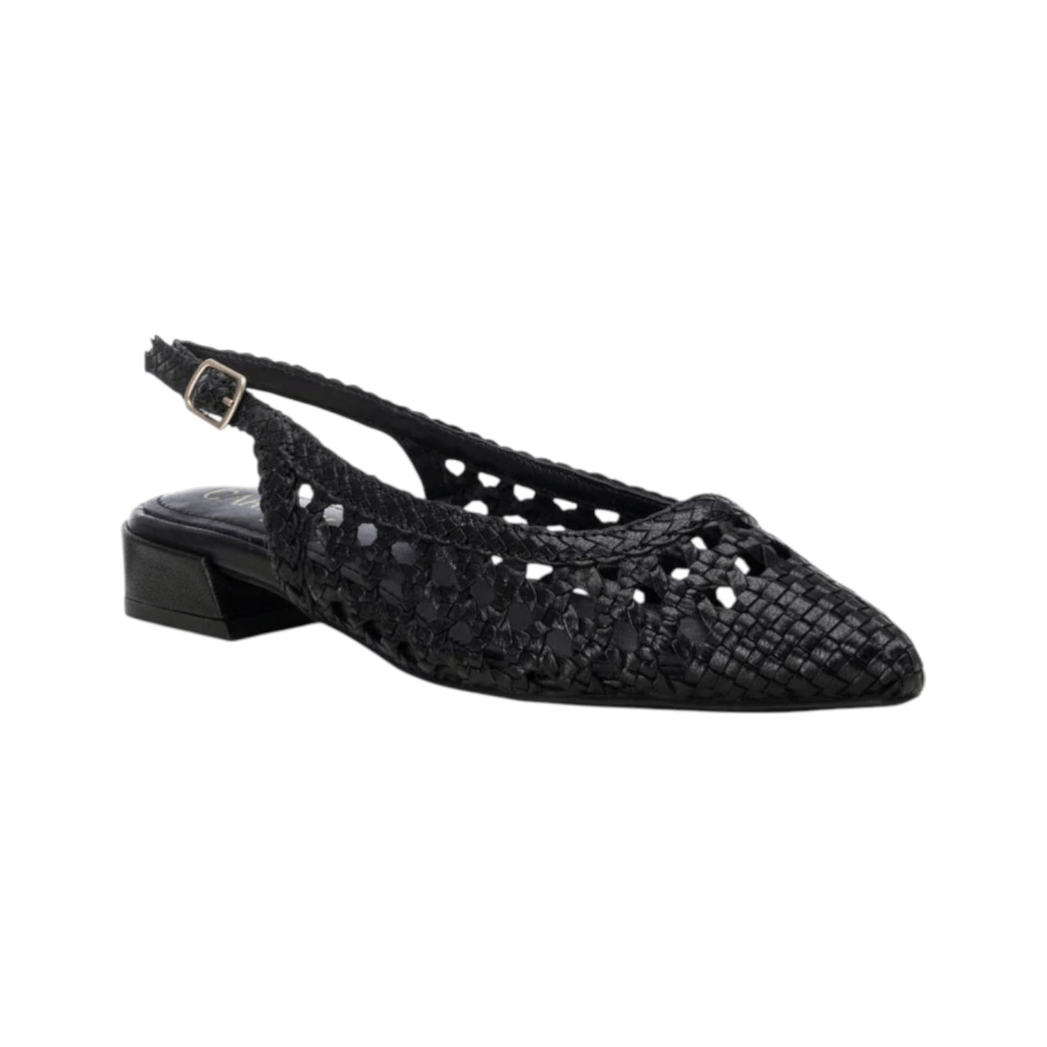 Carmela Chanelle Donna in Pelle Nera Intrecciata con Tacco Largo Alto 30mm