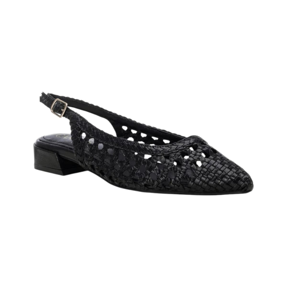 Carmela Chanelle Donna in Pelle Nera Intrecciata con Tacco Largo Alto 30mm