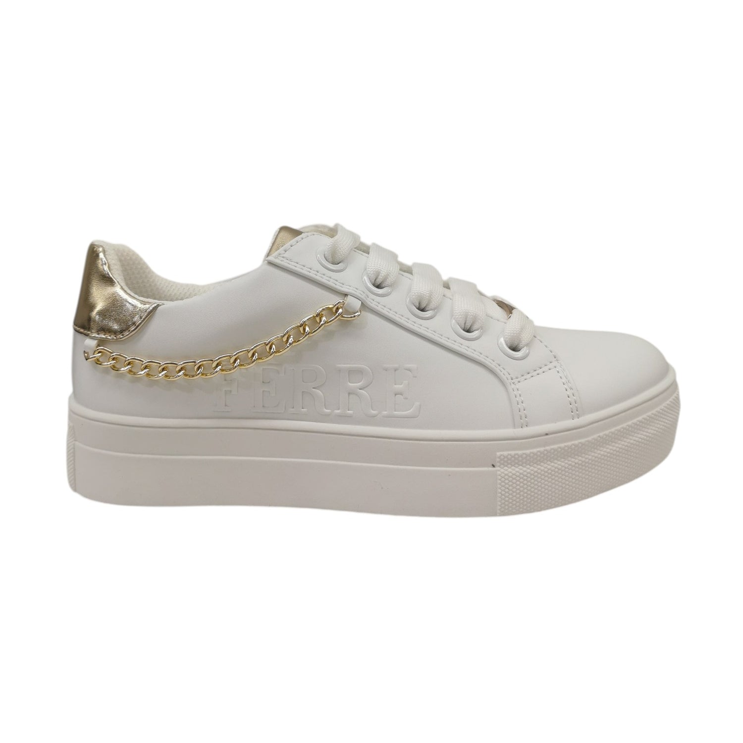 Ferrè Sneakers Bambina Bianca Oro con Catena Numero 35/36/37/38/39/40