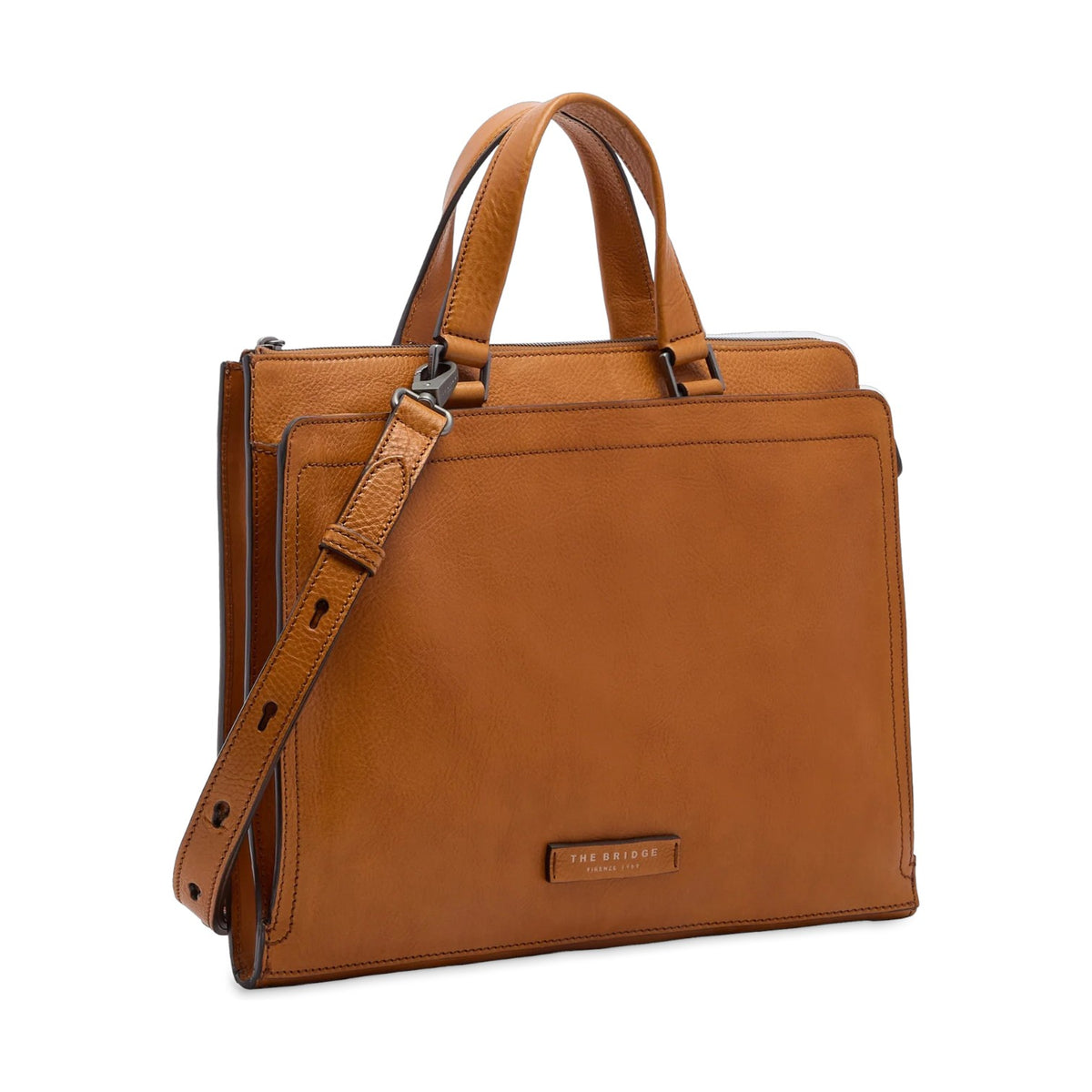 The Bridge Cartella Uomo Linea Leone in Pelle Cognac