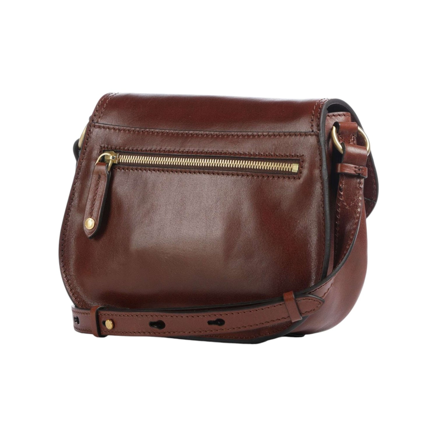 The Bridge Tracolla Donna in Pelle Cuoio con Logo Oro