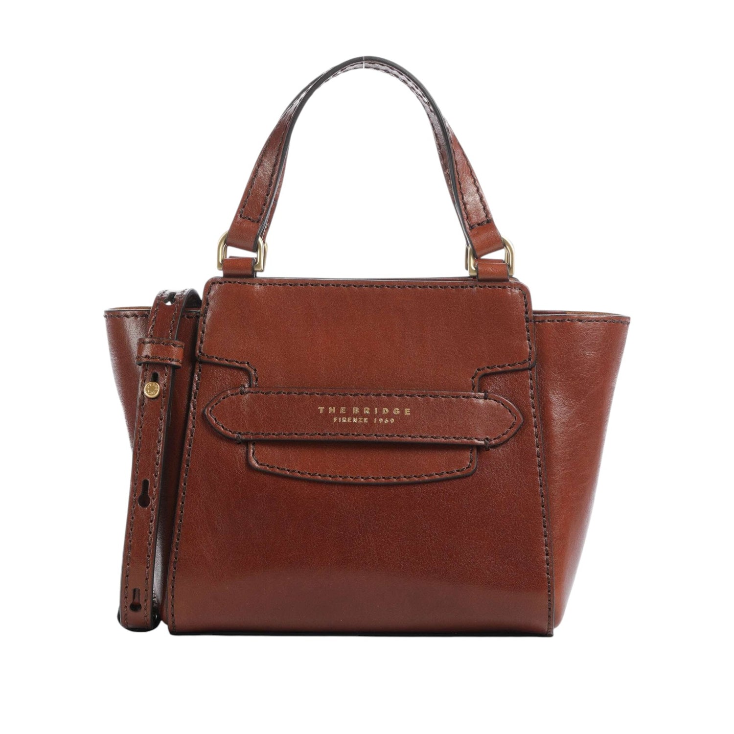 The Bridge Borsa a Mano Donna in Pelle Cuoio con Tracolla e Logo Frontale