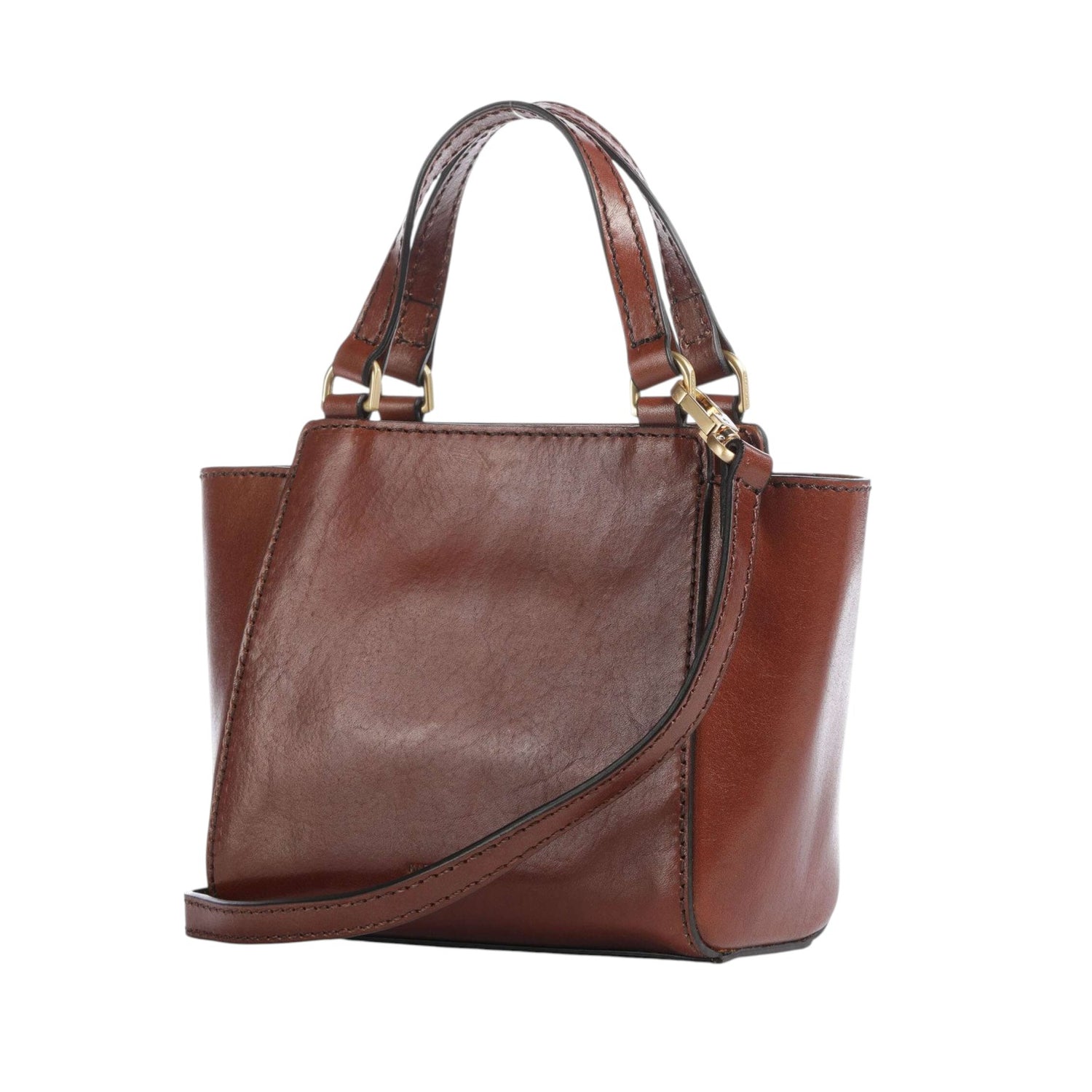 The Bridge Borsa a Mano Donna in Pelle Cuoio con Tracolla e Logo Frontale