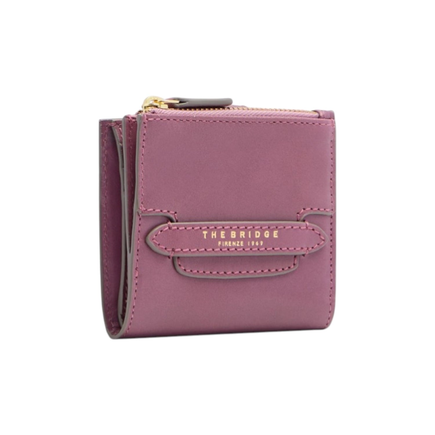 The Bridge Portafoglio Piccolo Donna in Pelle Orchidea con Zip e Bottone