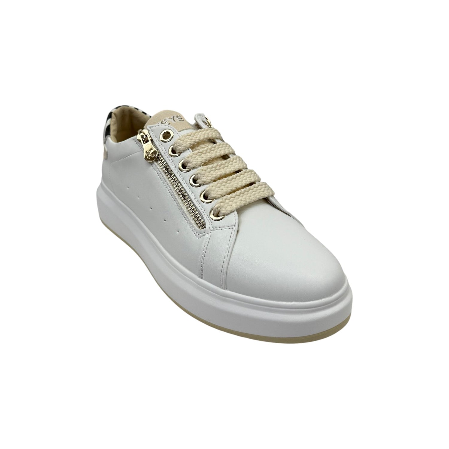 Keys Sneakers Donna Bianca Beige con Dettaglio Zebrato
