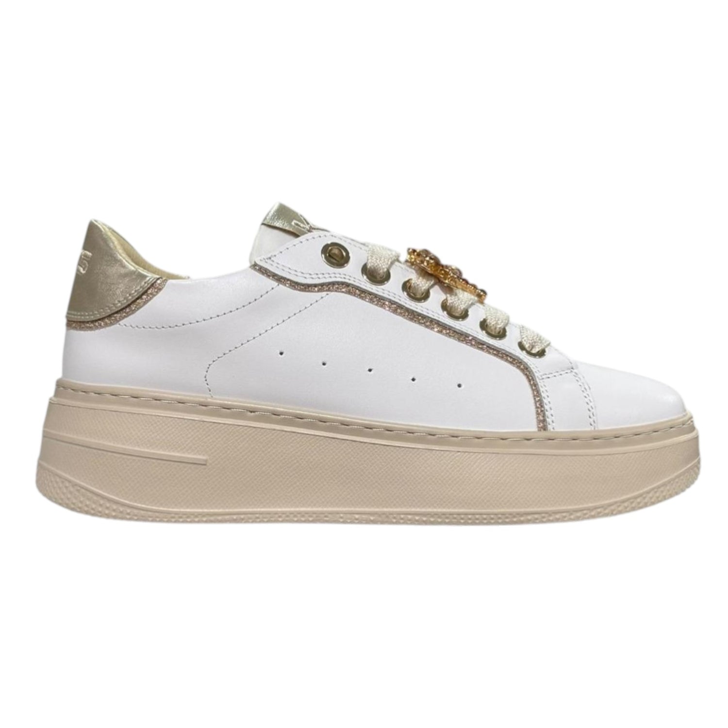 Keys Sneakers Donna Platform Bianca con Accessorio Gioiello