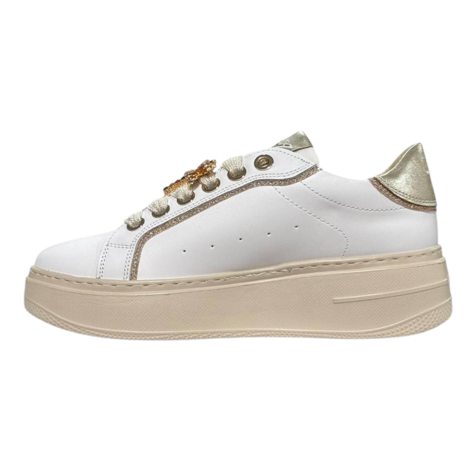 Keys Sneakers Donna Platform Bianca con Accessorio Gioiello