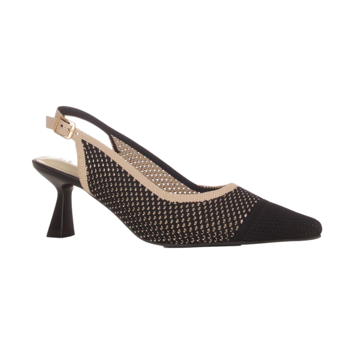 Keys Chanelle Donna in Tessuto Nero Beige con Tacco a Rocchetto Alto 70mm