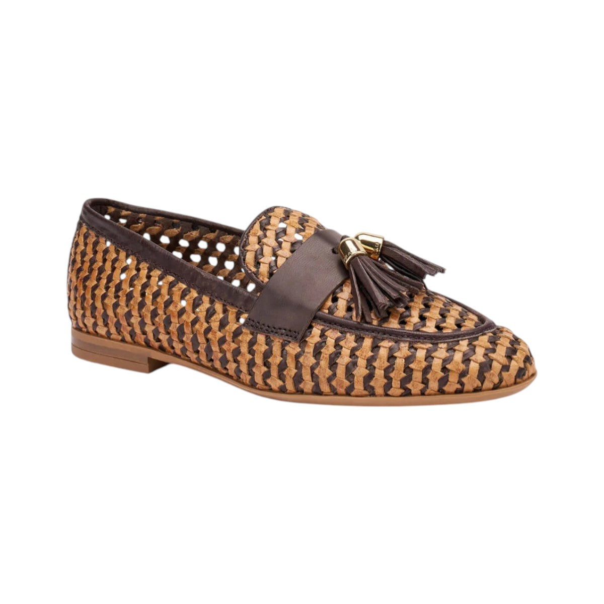 Frau Mocassino Donna in Pelle Intrecciata Traforata Ebano