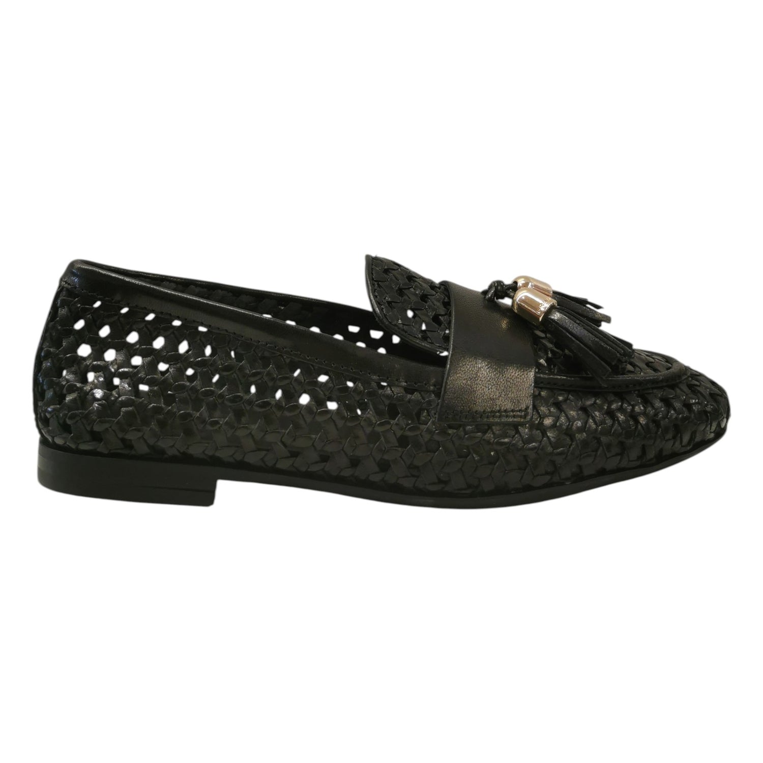 Frau Mocassino Donna in Pelle Intrecciata Traforata Nero