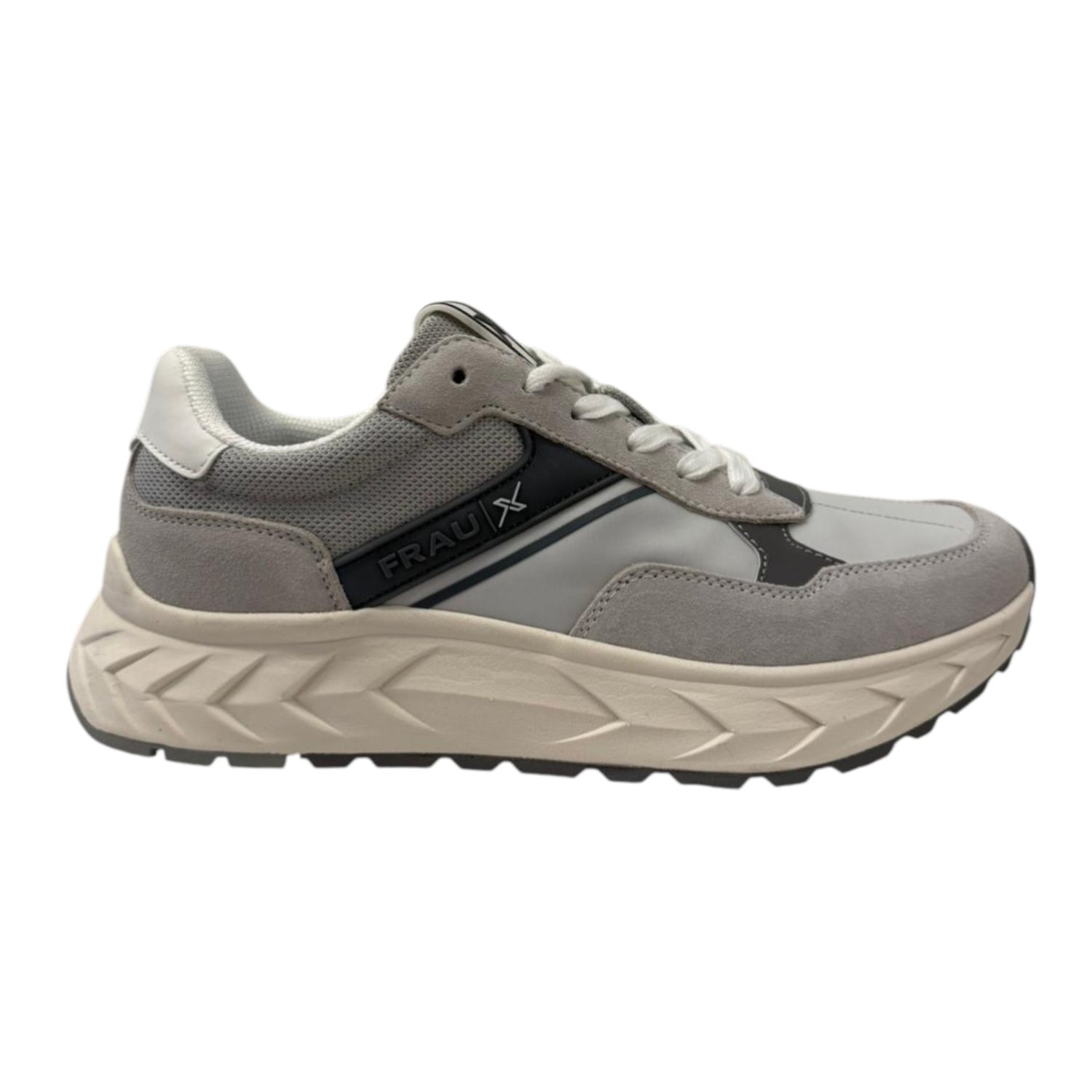 Frau Sneakers Uomo in Camoscio e Tessuto Bianca Ghiaccio