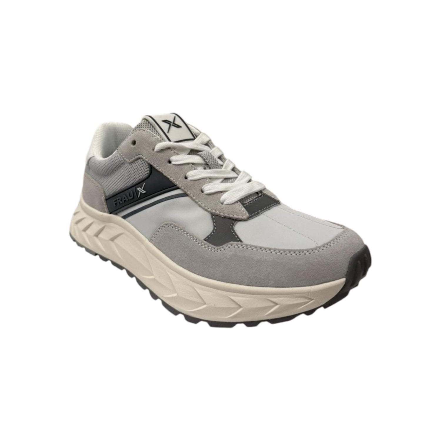 Frau Sneakers Uomo in Camoscio e Tessuto Bianca Ghiaccio
