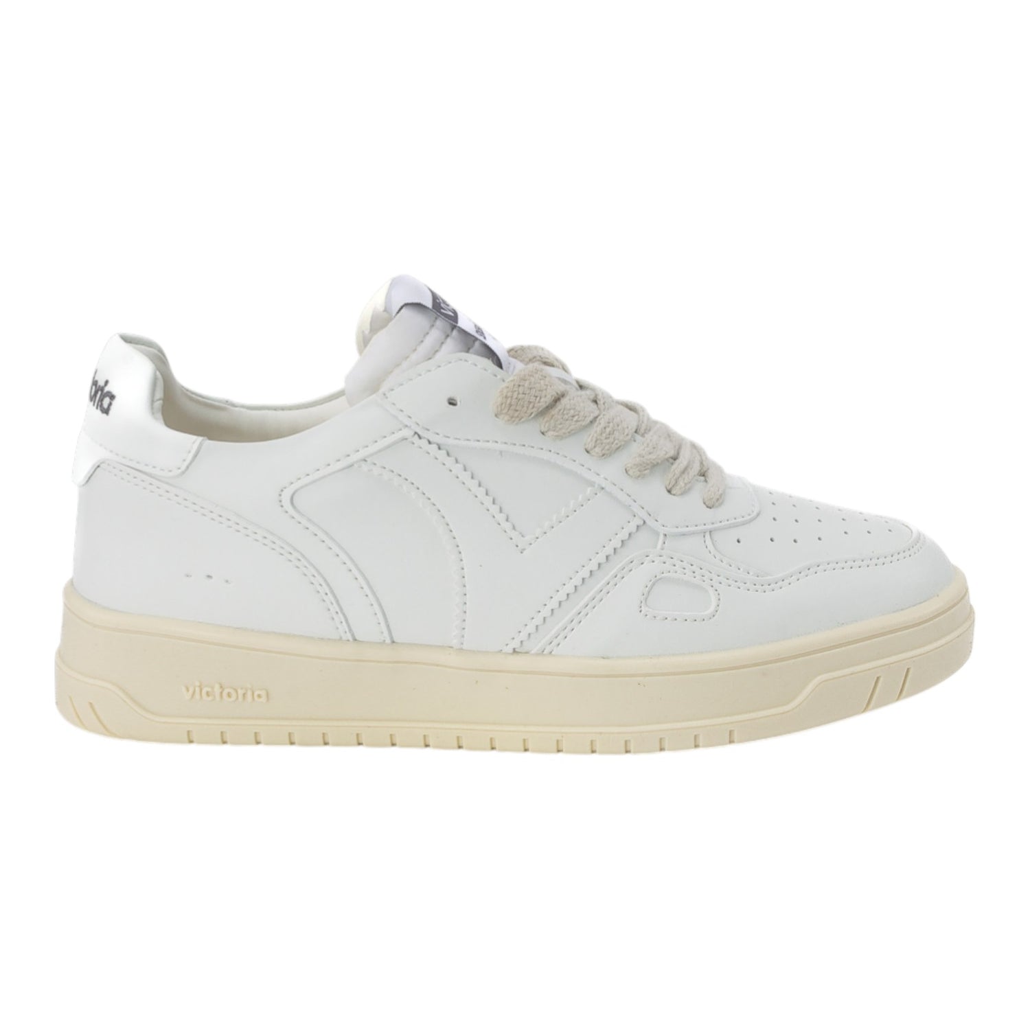 Victoria Sneakers Donna in Ecopelle Bianca con Fondo Crema