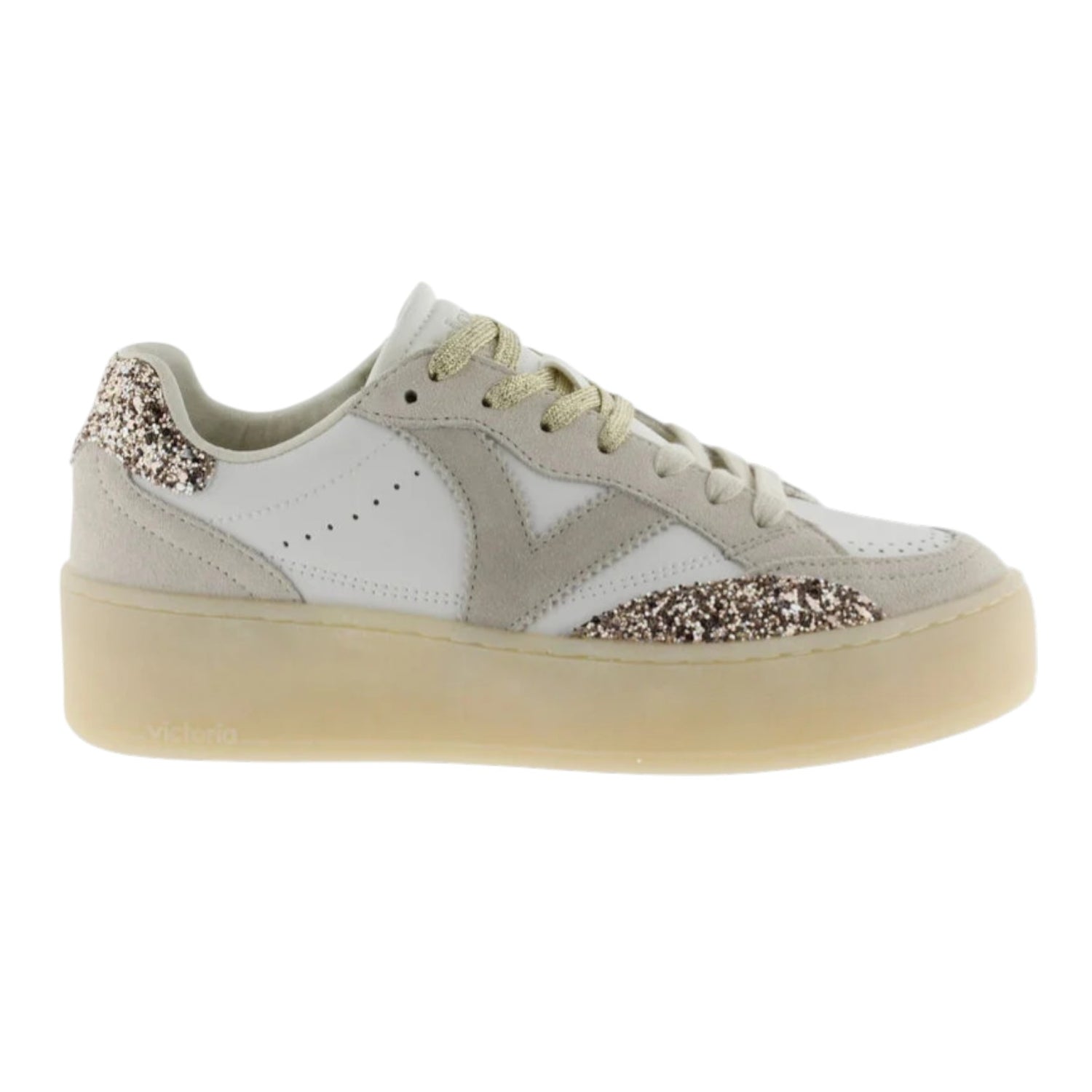 Victoria Sneakers Donna Bianca Platino con Glitter