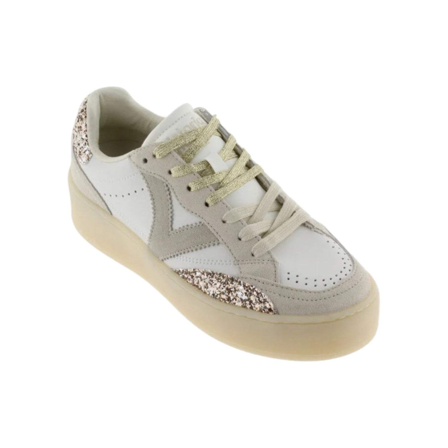 Victoria Sneakers Donna Bianca Platino con Glitter