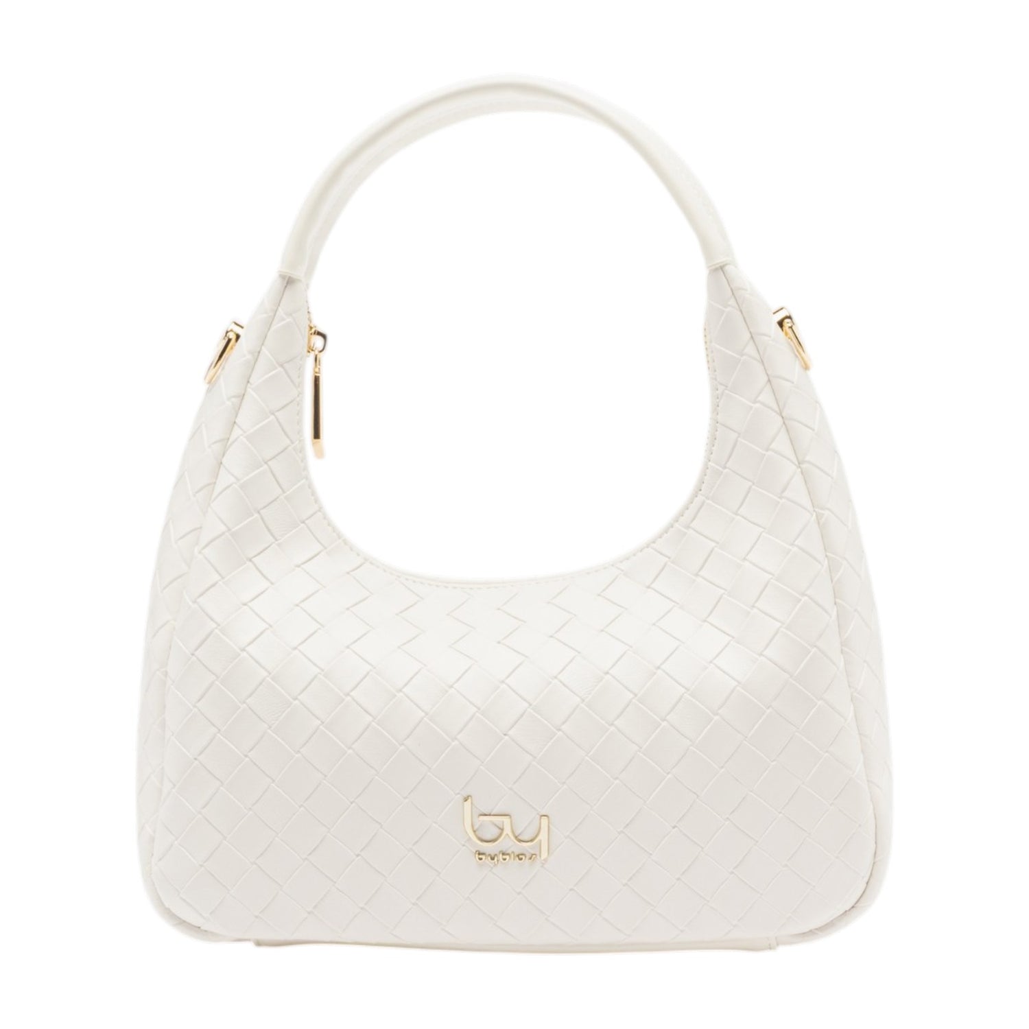 By Byblos Borsa a Spalla Donna in Ecopelle Intrecciata Bianca con Tracolla